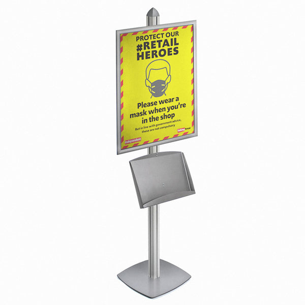 Sky Tower Display Kit with 22"W x 28"H Snap Frame and Steel Brochure Shelf