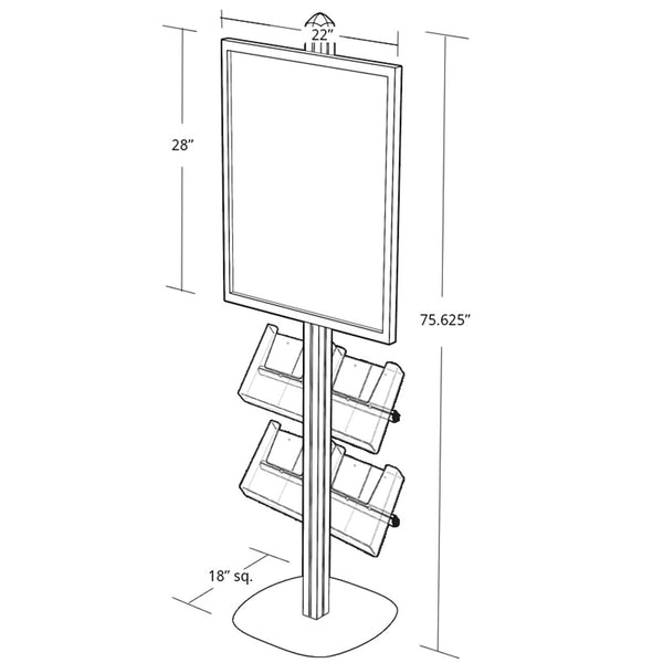 Sky Tower Display Kit with 22"W x 28"H Snap Frame and Four Acrylic Brochure Side Pockets