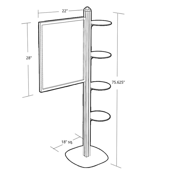 Sky Tower Display Kit with 22"W x 28"H Slide-in Frame and Four Round Shelves