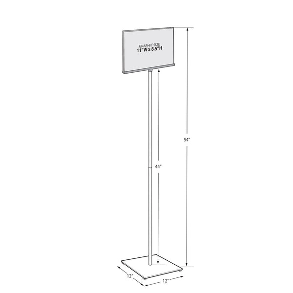 11"W x 8.5"H Pedestal Two-Sided Sign Holder Stand on Square Metal Base