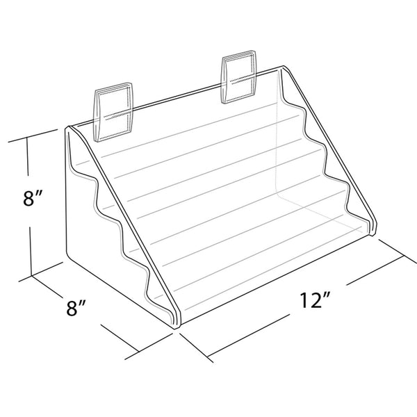 Four-Tier Shelf Counter Step Display, 12" wide