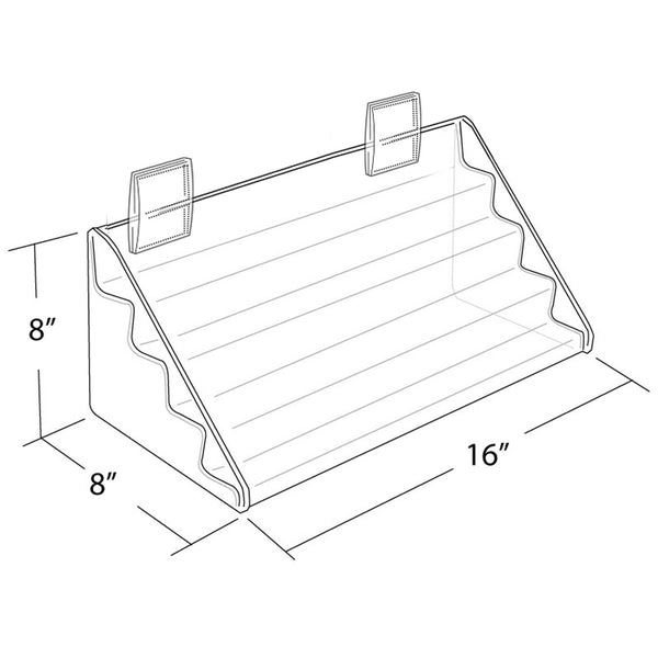 Four-Tier Shelf Counter Step Display, 16" wide