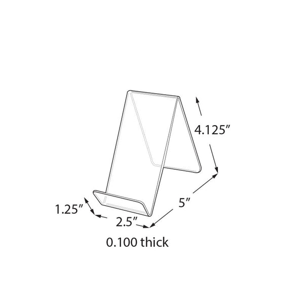 2.5"W x 5"D x 4.125"H Easel Display. Front Lip: 1.25"H, 10-Pack