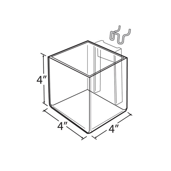 4" Cube Bin for Pegboard or Slat wall, 4-Pack