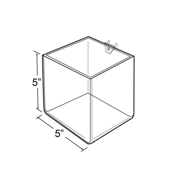5" Cube Bin for Pegboard or Slatwall, 4-Pack