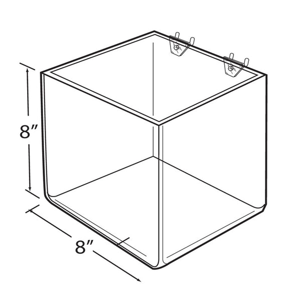 8" Cube Bin for Pegboard or Slatwall, 4-Pack