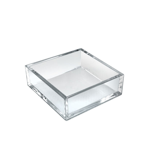 5.875" x 5.875" Deluxe Clear Acrylic Square Tray Organizer for Desk or Counter, 4 Pack