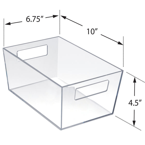 Medium Organizer Storage Tote Bin with Handle 10"W x 6.75"D x 4.5"H, 4-Pack