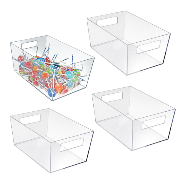 X-Large Organizer Storage Tote Bin with Handle 13"W x 9.5"D x 6.5"H, 4-Pack