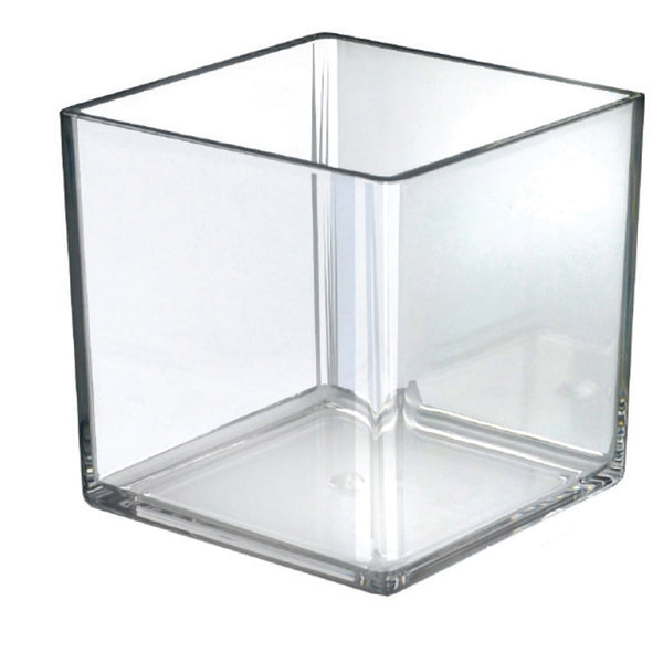 7" Deluxe Clear Acrylic Square Cube Bin for Counter, 4 Pack