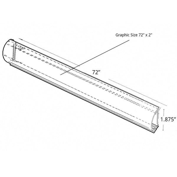 72"L x 1.875" H Clear Flip Up Bullnose C-Channel, 5-Pack