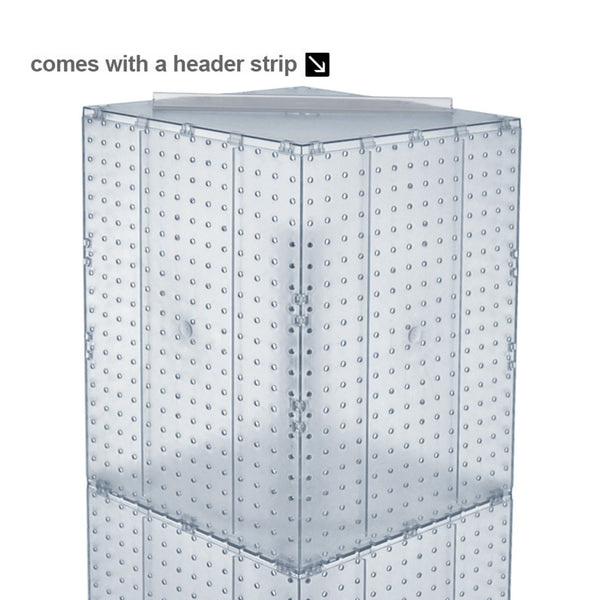 Four-Sided Pegboard Tower Floor Display on Revolving Base. Spinner Rack Stand. Panel Size: 14"W x 40"H