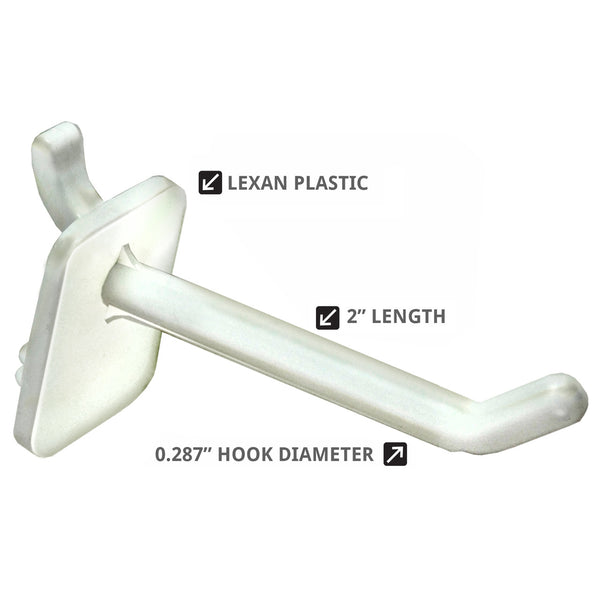 2" Lexan Hook: 0.287" Diameter, 50-Pack