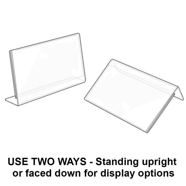 Angled L-Shaped Sign Holder Frame with Slant Back Design 5"x 3.5''High- Horizontal/Landscape, 10-Pack