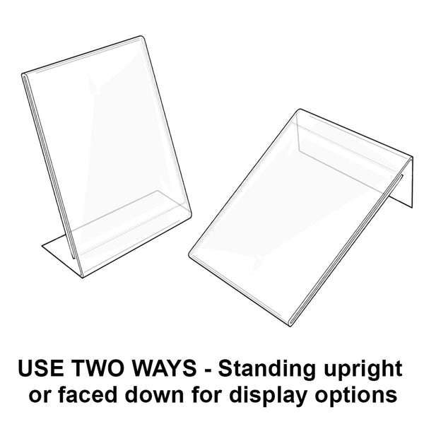 Angled L-Shaped Sign Holder Frame with Slant Back Design 5.5"x 7''High- Vertical/Portrait, 10-Pack